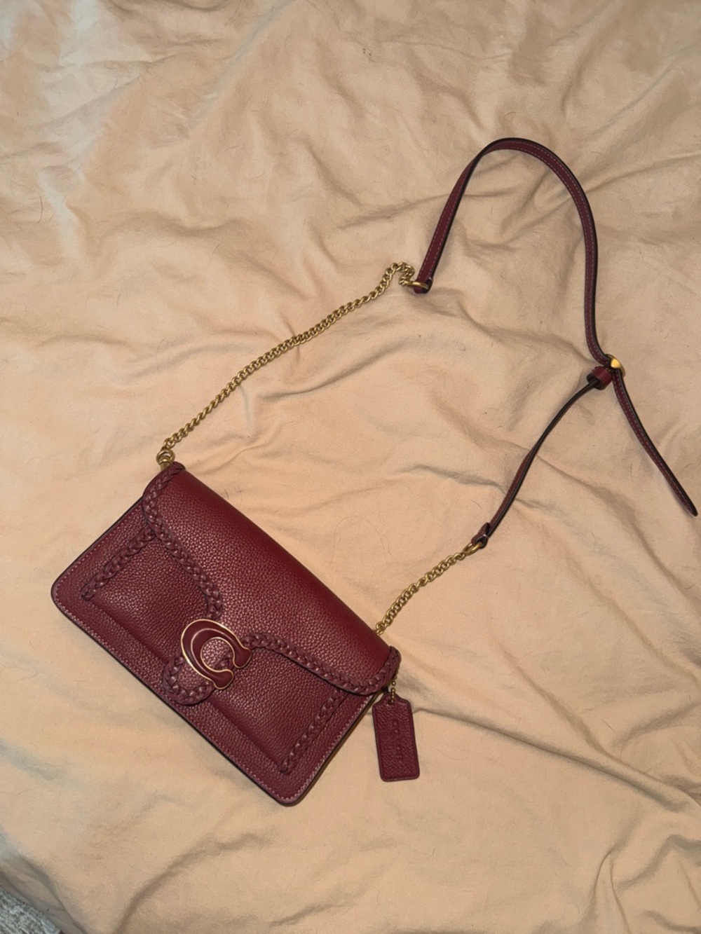 Coach Burgundy Leather Crossbody with Gold-Tone Hardware